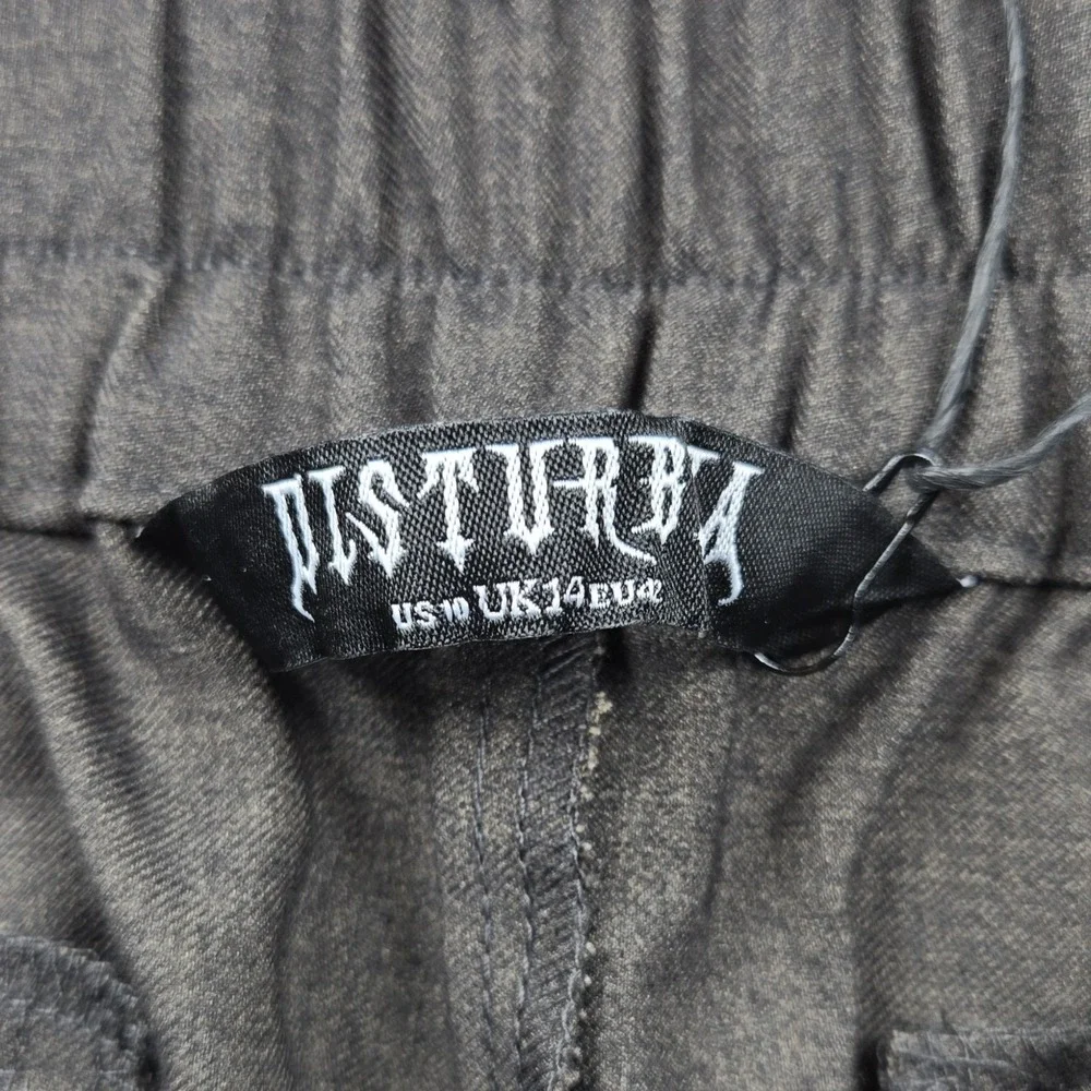 Disturbia Mystic Embroidered Balloon Trousers Pants Brown Womens 10 Goth NWT - Picture 7 of 12